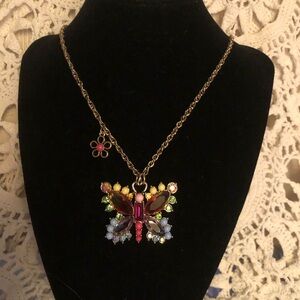 NWT Betsey Johnson Rainbow Butterfly Necklace